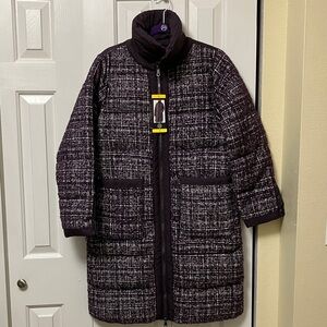 Bernardo Textured Plum and White Puffer Jacket